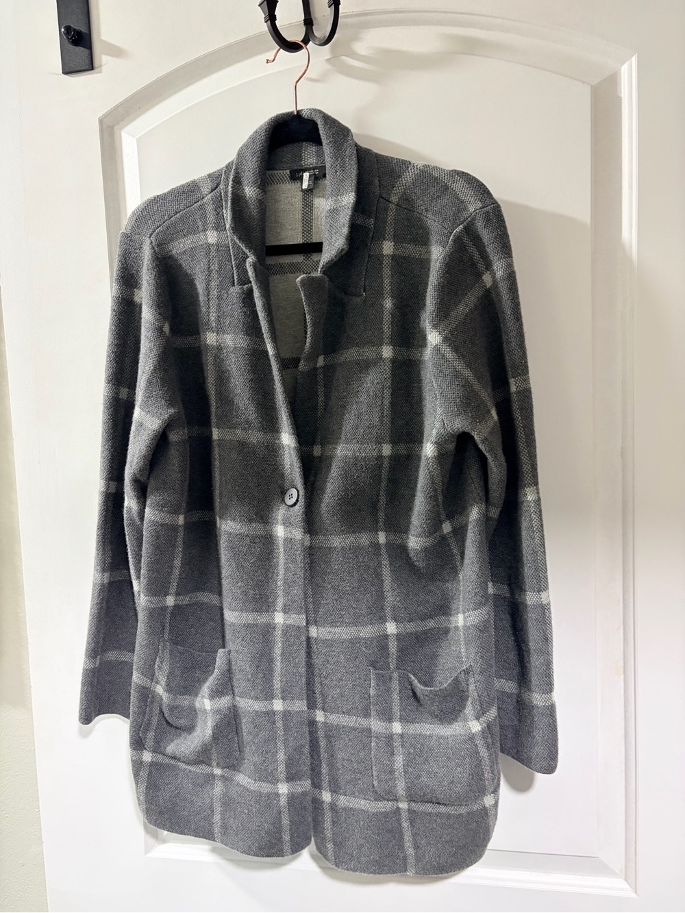 J. Jill Gray Windowpane Single-Button Coat. Size S/M